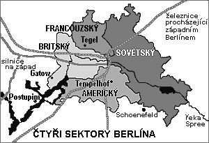 mapa rozd�len�ho Berl�na