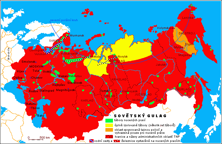 mapa rozm�st�n� gulag�